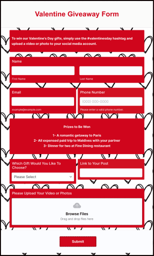 Valentine Giveaway Form Template