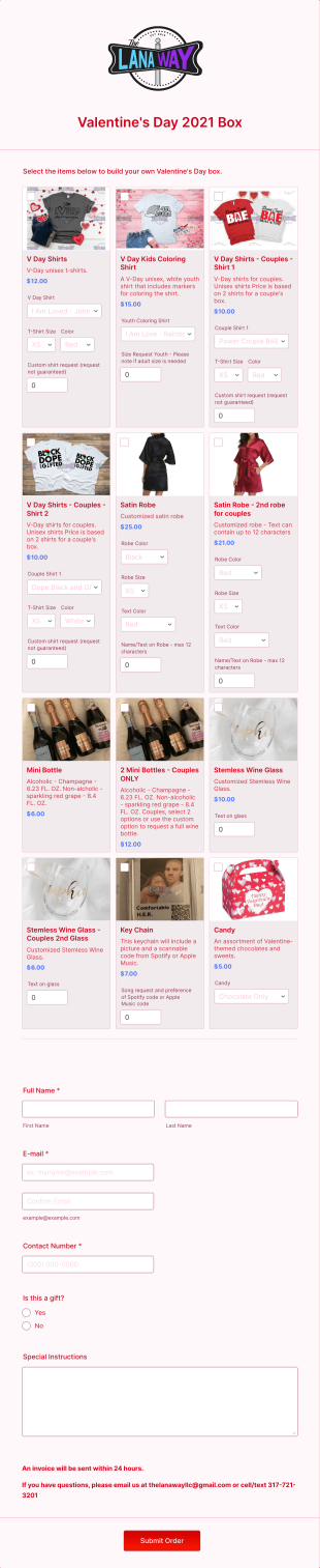 Valentine's Build A Box Form Template