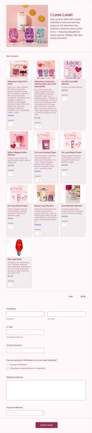 Valentines Day Pre Order Form Template