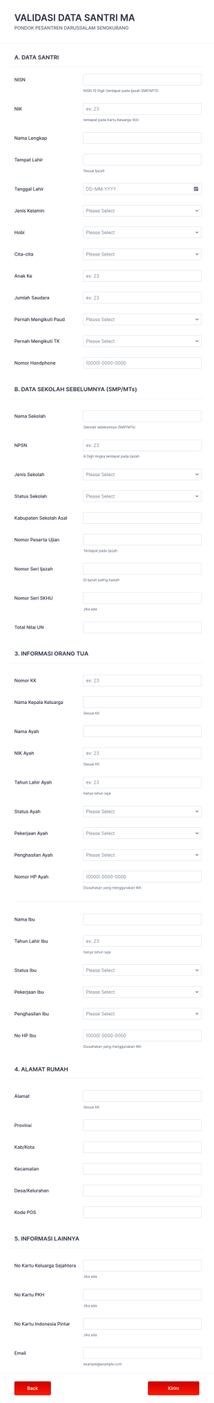 Validasi Data Santri Ma