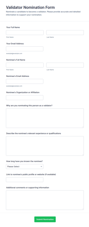 Validator Nomination Form Template