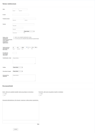 Valokuvauksen Varauslomake Form Template