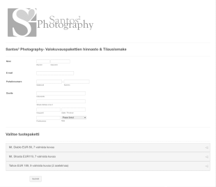 Valokuvauspaketin Tilauslomake Form Template