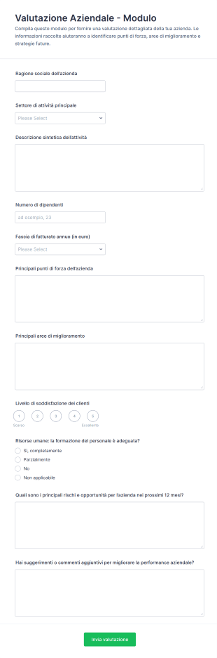 Valutazione Aziendale Modulo