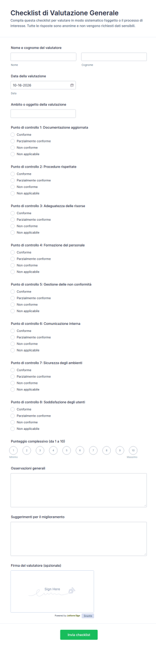 Valutazione Checklist