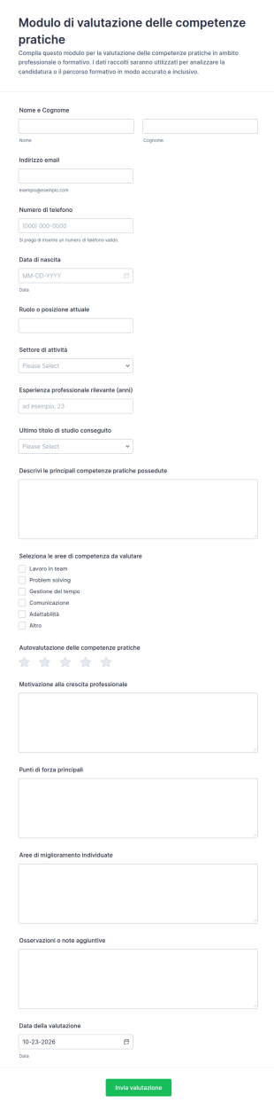 Valutazione Competenze Pratiche Quiz