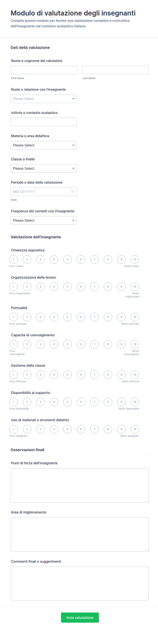 Valutazione Degli Insegnanti Form