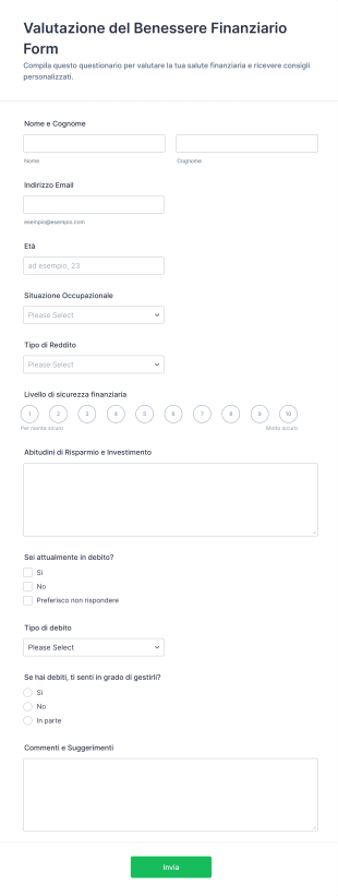 Valutazione Del Benessere Finanziario Form