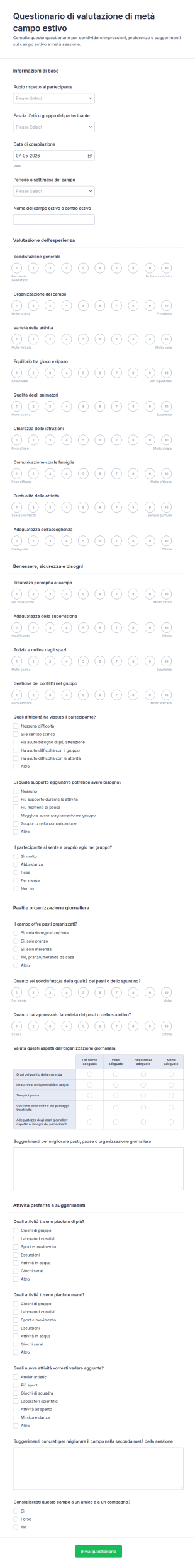 Valutazione Del Campo Estivo Di Mezza Stagione