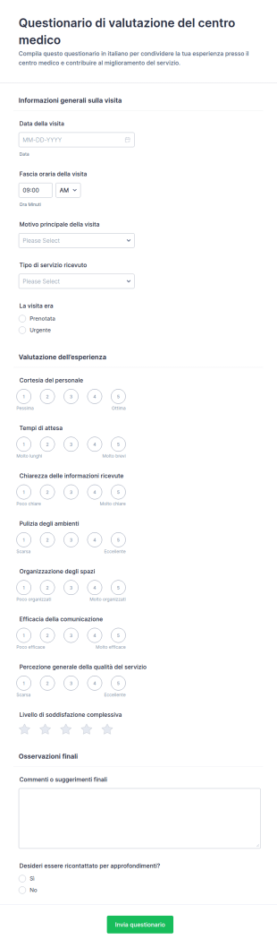 Valutazione Del Centro Medico Survey