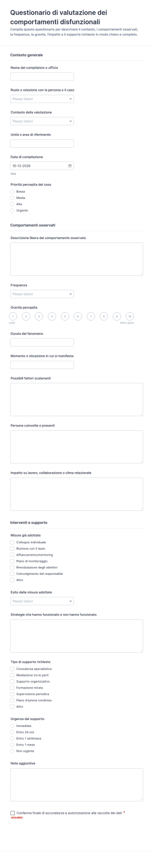 Valutazione Del Comportamento Disfunzionale