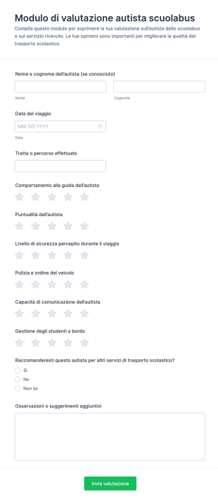 Valutazione Del Conducente Di Scuolabus