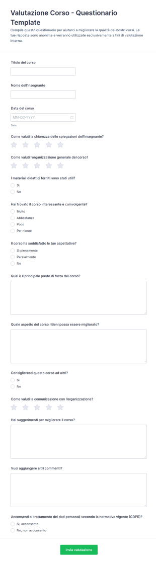 Valutazione Del Corso Survey