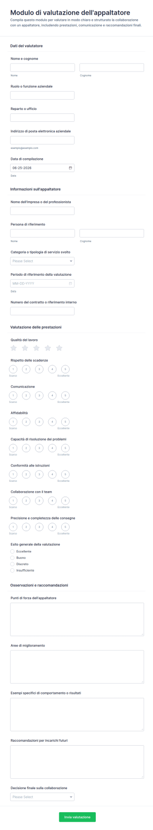 Valutazione Del Fornitore