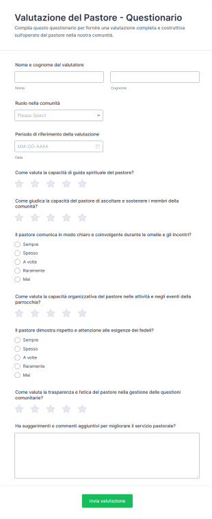 Valutazione Del Pastore Questionario