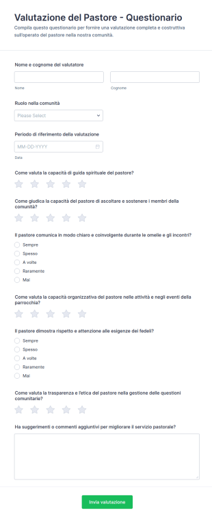 Valutazione Del Pastore Questionario