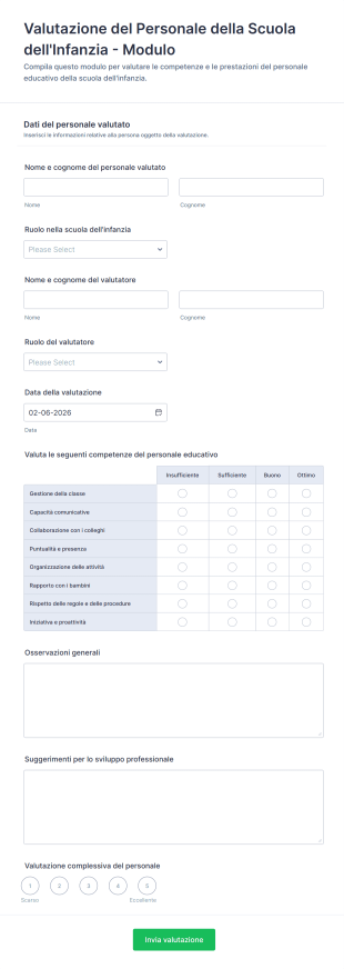 Valutazione Del Personale Della Scuola Dell'Infanzia Modulo