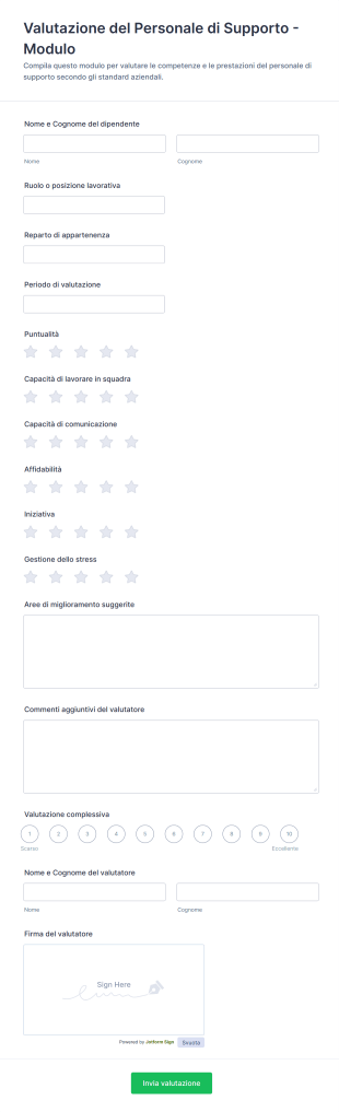 Valutazione Del Personale Di Supporto Modulo