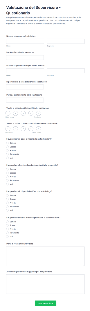 Valutazione Del Supervisore Questionario