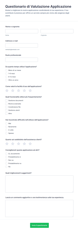 Valutazione Dell’Applicazione