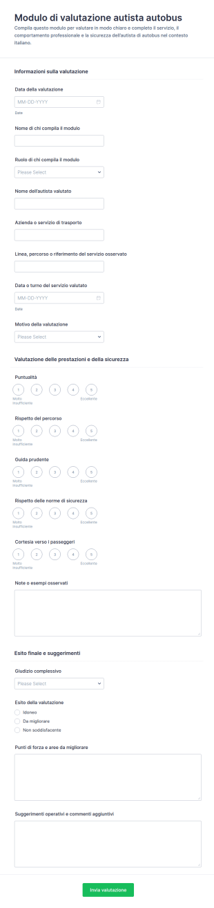 Valutazione Dell’autista Di Autobus