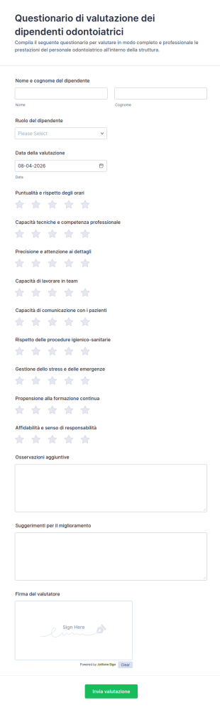 Valutazione Dipendente Odontoiatrico Form