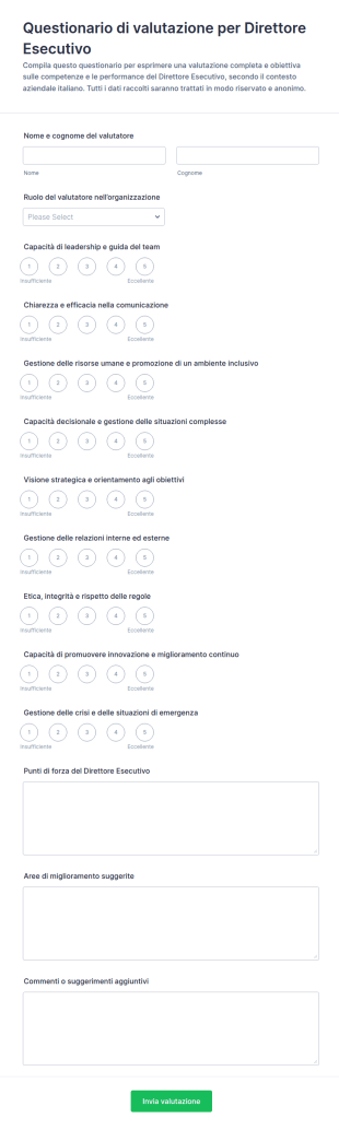 Valutazione Direttore Esecutivo Questionario