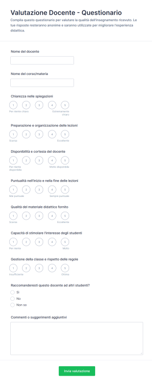 Valutazione Docente Questionario