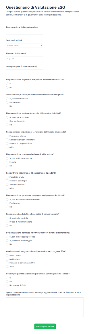 Valutazione ESG Survey