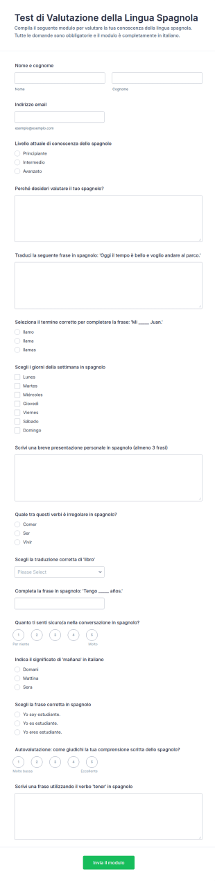 Valutazione Linguistica Del Livello Form