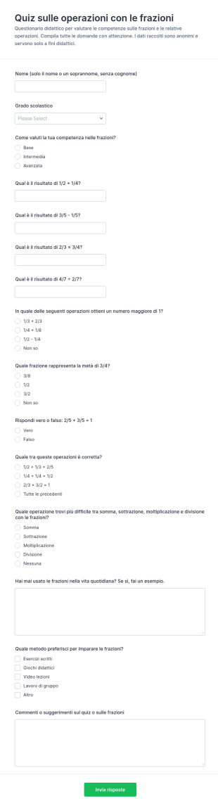 Valutazione Operazioni Frazzionarie