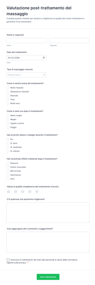 Valutazione Post Trattamento Del Massaggio