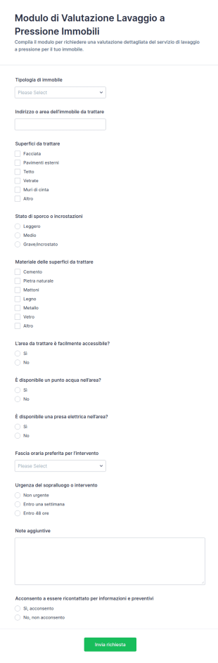 Valutazione Potatura E Pulizia Esterni Form