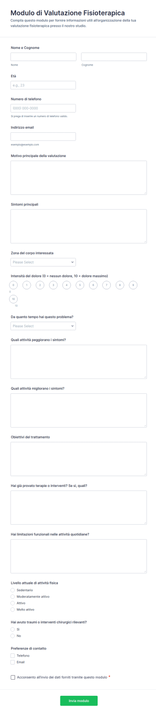 Valutazione Terapista Fisico
