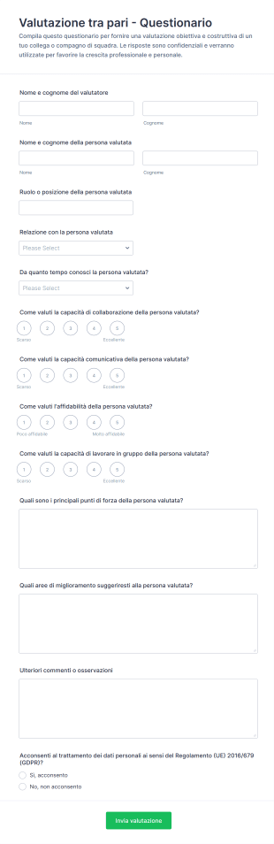 Valutazione Tra Pari Questionario