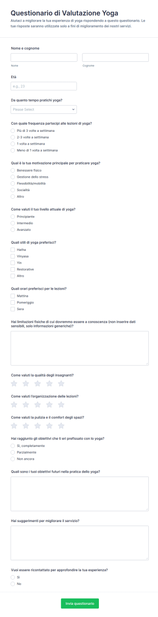 Valutazione Yoga Survey