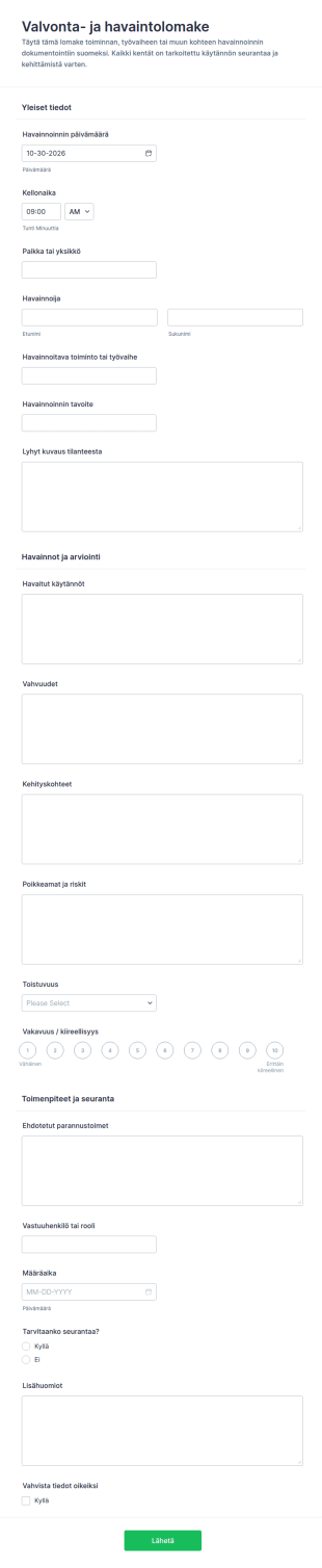 Valvontahavainnon Lomake
