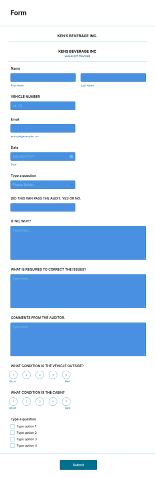 Van Audit Tracker Form Template