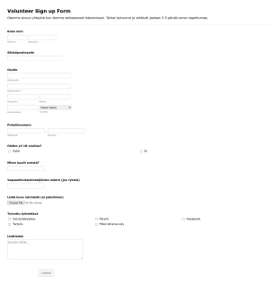 Vapaaehtoisten Ilmoittautumislomake Form Template