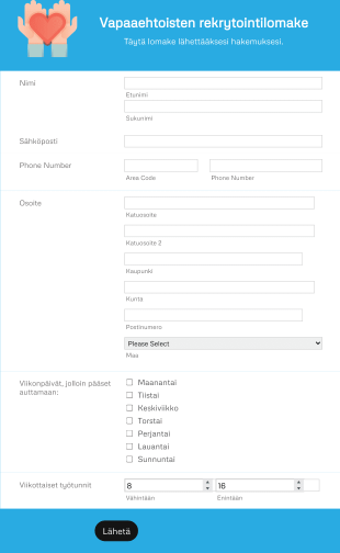 Vapaaehtoisten Rekrytointilomake Form Template