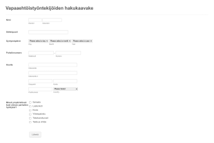 Vapaaehtöistyöntekijöiden Hakukaavake Form Template