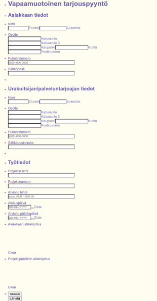 Vapaamuotoinen Tarjouspyyntö