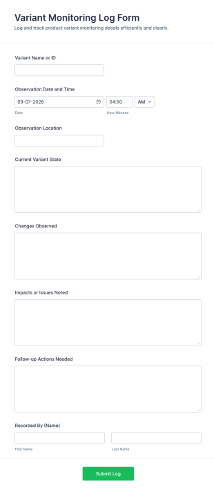 Variant Monitoring Log Form Template