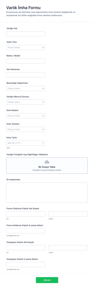 Varlık İmha Form Şablonu