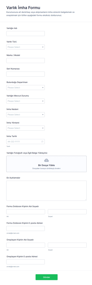Varlık İmha Form Şablonu