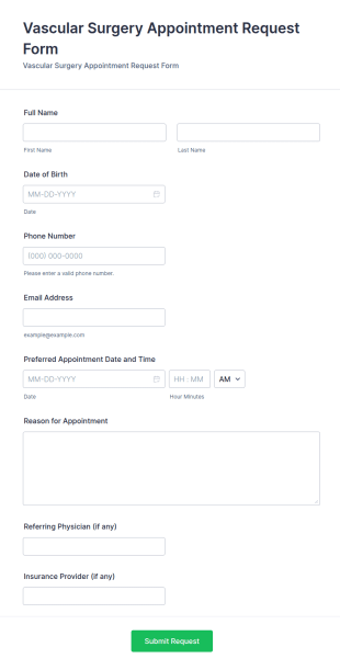 Vascular Surgery Appointment Request Form Template