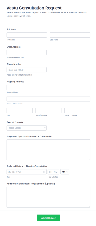 Vastu Consultation Request Form Template