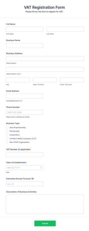 VAT Registration Form Template