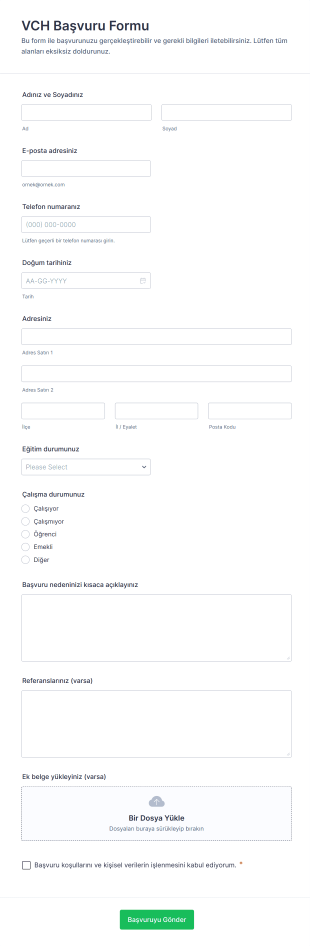 VCH Başvuru Form Şablonu