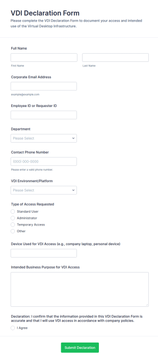 VDI Declaration Form Template